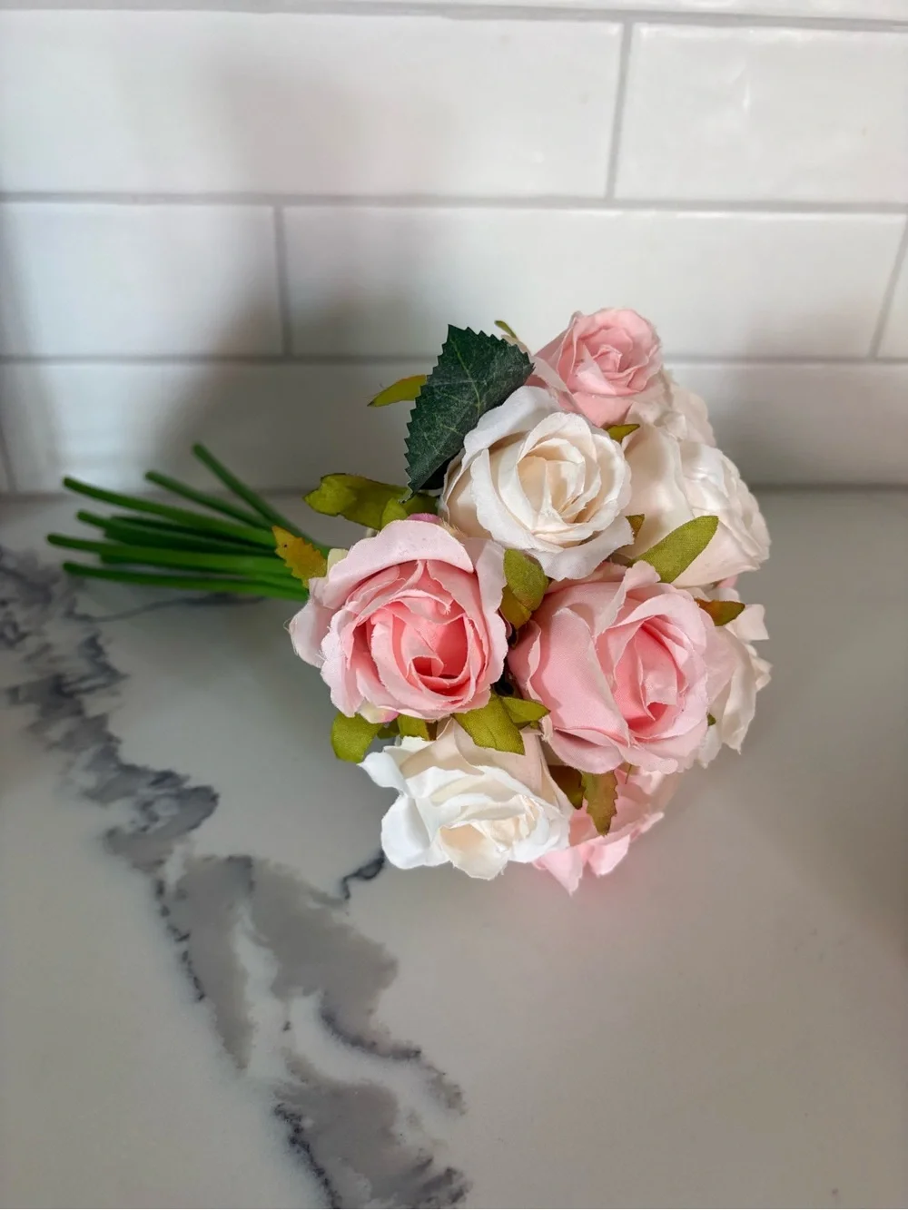 2 sets Elegant Pink and Mauve Faux Rose Arrangements